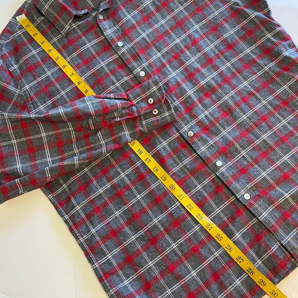 Untuckit Plaid Flannel Button Shirt Men's Size XXL Gray & Red Cotton Long Sleeve - Picture 6 of 6